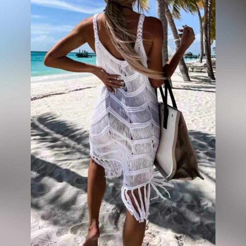 Fringe Scoop Neck Cover-Up in Black - Picture 8 of 8